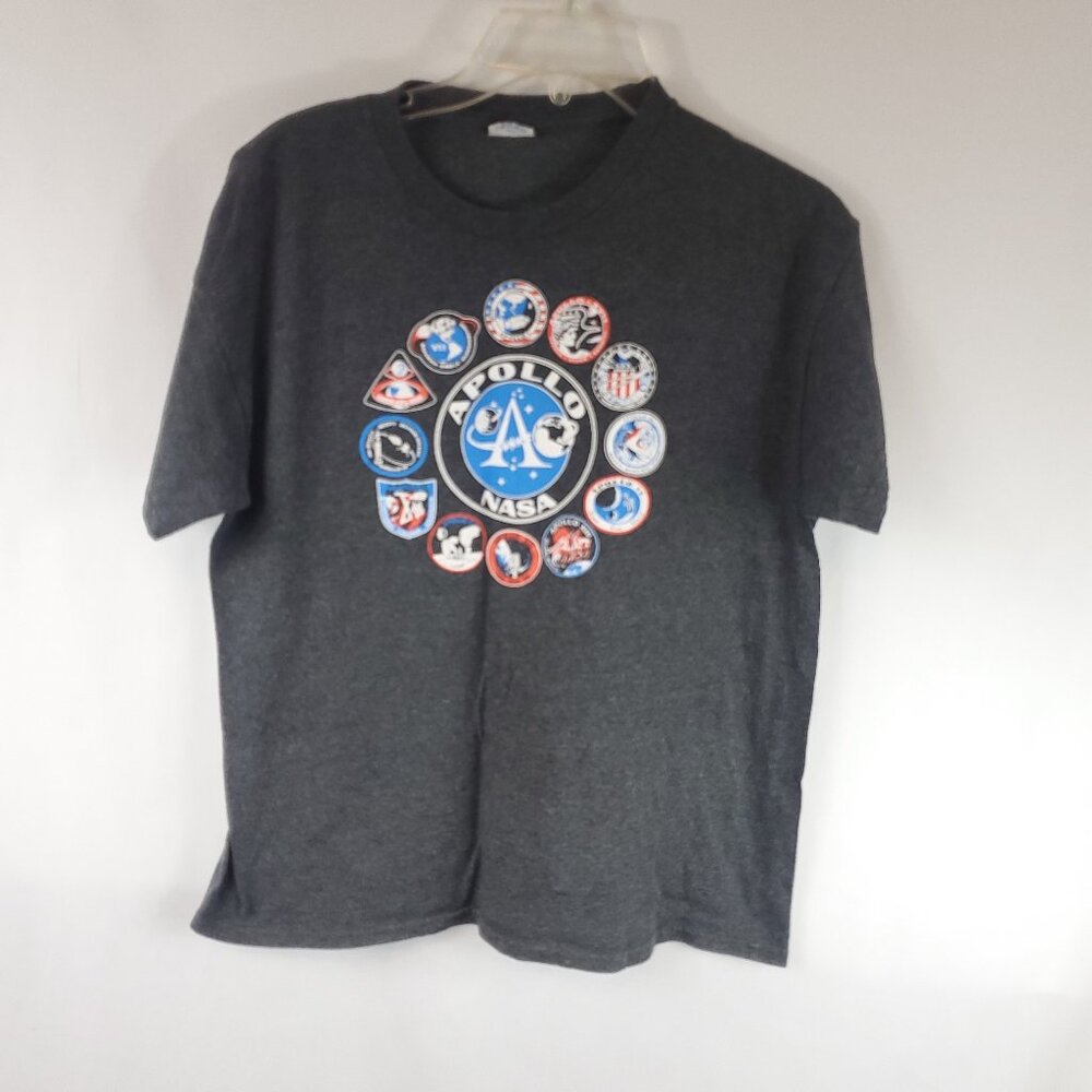 Apollo Mission Nasa Grey Shrt Slv Tee Sz Large